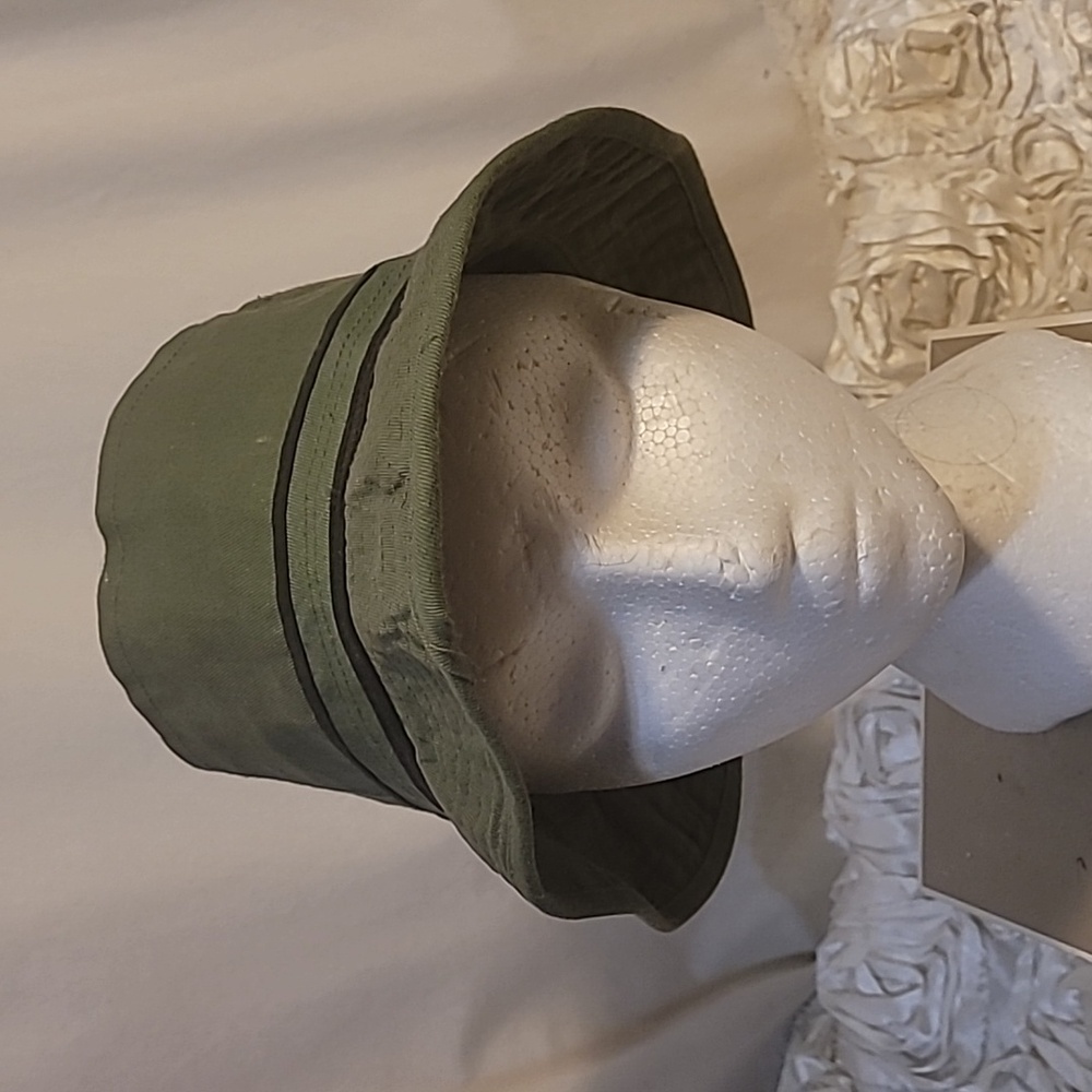Vintage Olive Green Bucket Womens Hat With Contrast Trim